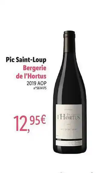 Lidl Pic Saint-loup Bergerie De L'hortus 2019 Aop offre
