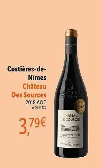 Lidl Costières-de-nîmes Château Des Sources 2018 Aoc offre