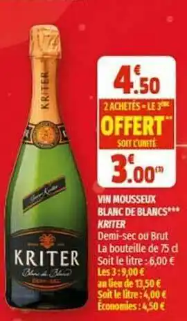 Coccinelle Express Vin Blanc Mousseux Blanc De Blancs Kriter offre