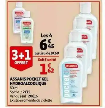 Auchan Assanis Pocket Gel Hydroalcoolique offre