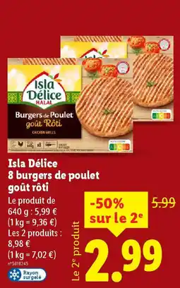 Lidl Isla Délice 8 burgers de poulet goût rôti offre