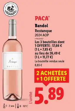 Lidl Bandol Restanque 2024 AOP offre