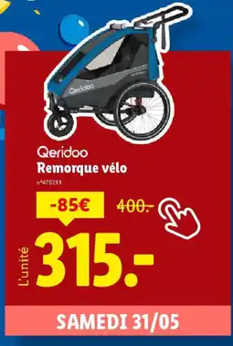 Lidl QERIDOO Remorque vélo offre