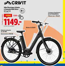 Lidl CRIVIT Vélo Électrique Urbain à Courroie Belt Drive X.3 ou Y.3 offre