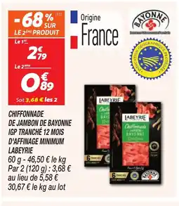 Netto LABEYRIE Chiffonnade de jambon de bayonne igp tranché 12 mois offre