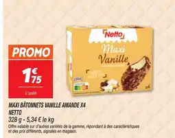 Netto NETTO Maxi bâtonnets vanille amande x4 offre