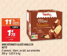 Netto NETTO Minis bâtonnets glacés vanille x6 offre
