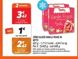 Netto NETTO Cônes glacés vanille fraise x6 offre