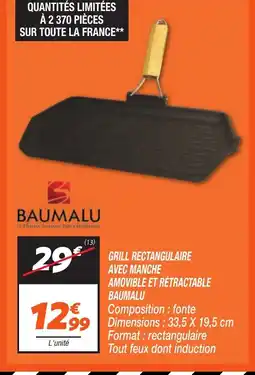 Netto BAUMALU Grill rectangulaire avec manche amovible et rétractable offre