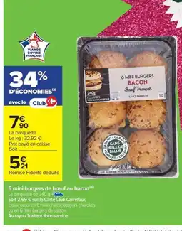 Carrefour Drive 6 mini burgers de bœuf au bacon offre