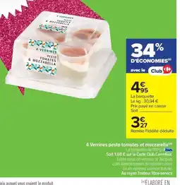 Carrefour Drive 4 Verrines pesto tomates et mozzarella offre