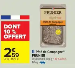Carrefour Drive PRUNIER Pâté de Campagne offre