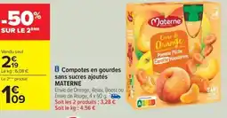 Carrefour Drive MATERNE Compotes en gourdes sans sucres ajoutés offre