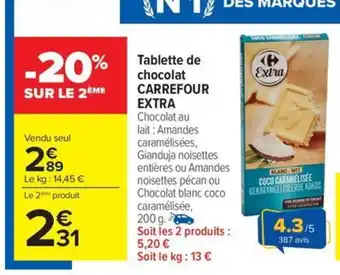 Carrefour Drive CARREFOUR EXTRA Tablette de chocolat offre