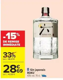 Carrefour Drive ROKU GIN Gin japonais offre