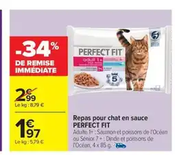Carrefour Drive PERFECT FIT Repas pour chat en sauce offre