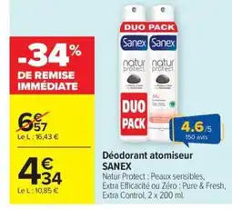 Carrefour Drive SANEX Déodorant atomiseur offre