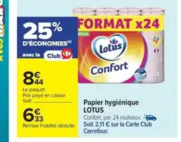 Carrefour Drive LOTUS Papier hygiénique offre