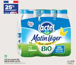 Carrefour Contact Lait sans lactose bio matin léger lactel offre