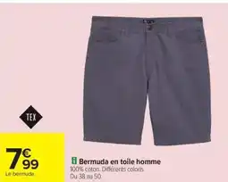 Carrefour Drive Bermuda en toile homme offre