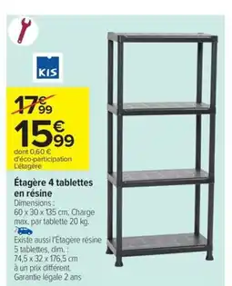Étagère 4 tablettes en résine en resine