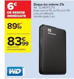 Carrefour Drive WD Disque dur externe 2To offre