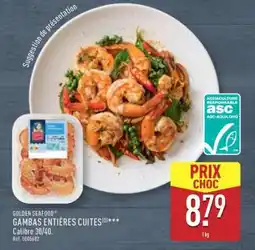 ALDI GOLDEN SEAFOOD GAMBAS ENTIÈRES CUITES offre