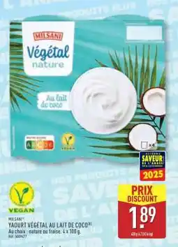 ALDI MILSANI YAOURT VÉGÉTAL AU LAIT DE COCO offre