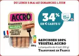 Super U Saucisses 100% vegetal accro offre