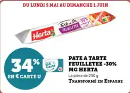Super U Pate a tarte feuilletee -30% mg herta offre