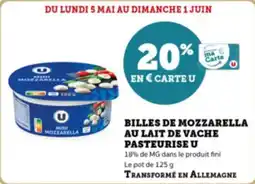 Super U Billes de mozzarella au lait de vache pasteurise u offre