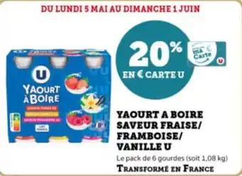 Super U Yaourt a boire saveur fraise framboise vanille u offre