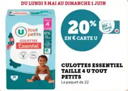 Super U Culottes essentiel taille 4 u tout petits offre