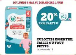 Super U Culottes essentiel taille 6 u tout petits offre
