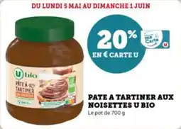 Super U Pate a tartiner aux noisettes u bio offre
