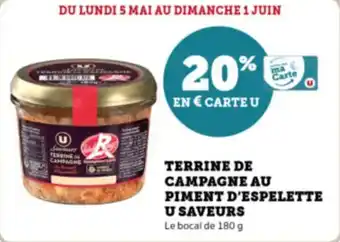 Super U Terrine de campagne au piment d'espelette u saveurs offre