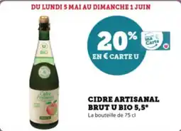 Super U Cidre artisanal brut u bio 5,5° offre
