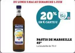 Super U Pastis de marseille 45° offre