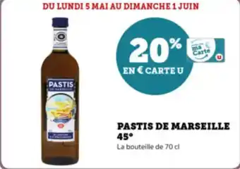 Super U Pastis de marseille 45° offre