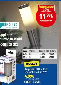 Screwfix EGLO Applique murale Helsinki offre