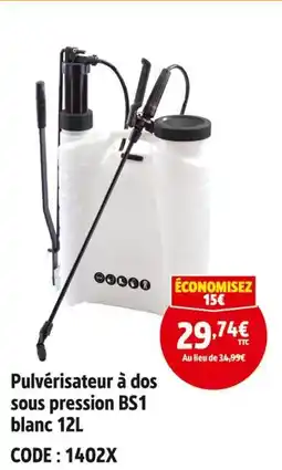 Screwfix Pulvérisateur à dos sous pression BS1 blanc 12L offre