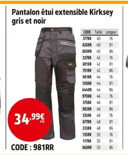 Screwfix Pantalon étui extensible kirksey gris et noir offre