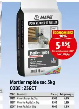 Screwfix Mapei Mortier rapide sac 5kg offre