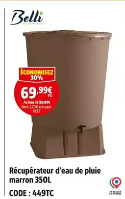 Screwfix Belli Récupérateur d’eau de pluie marron 350L offre