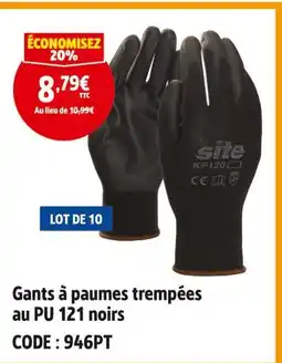 Screwfix Site Gants à paumes trempées au PU 121 noirs offre