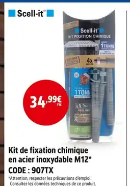 Screwfix Scell-it Kit de fixation chimique en acier inoxydable M12 offre