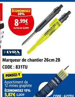 Screwfix Lyra Marqueur de chantier 26cm 2B offre
