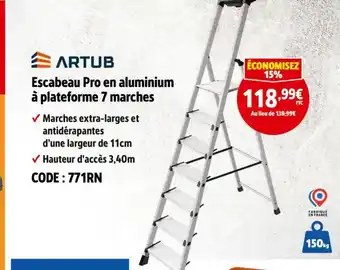Screwfix ARTUB Escabeau pro en aluminium à plateforme 7 marches offre