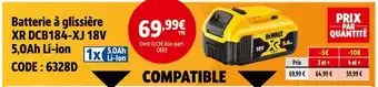 Screwfix DeWalt Batterie à glissière XR DCB184-XJ 18V 5,0Ah Li-ion offre