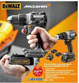 Screwfix DEWALT McLaren Perceuse visseuse à percussion sans fil Powerstack DCB85ME2GT-QW 18V offre